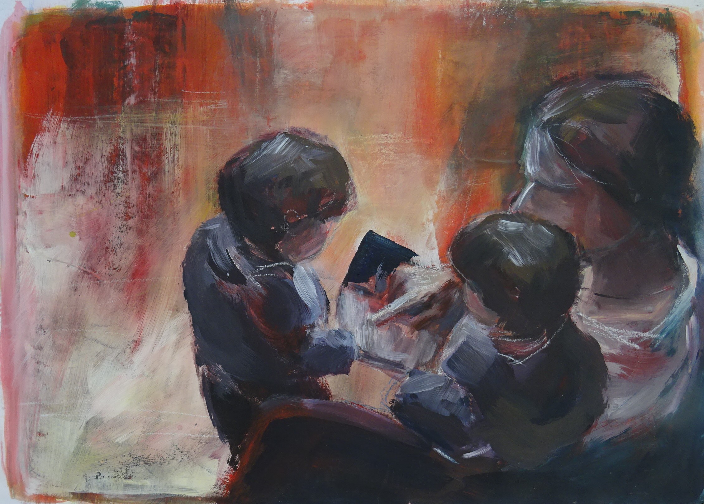 Bild von Franziska Morgner-Fanderl - Lesestündchen, Acryl, 70 x 50